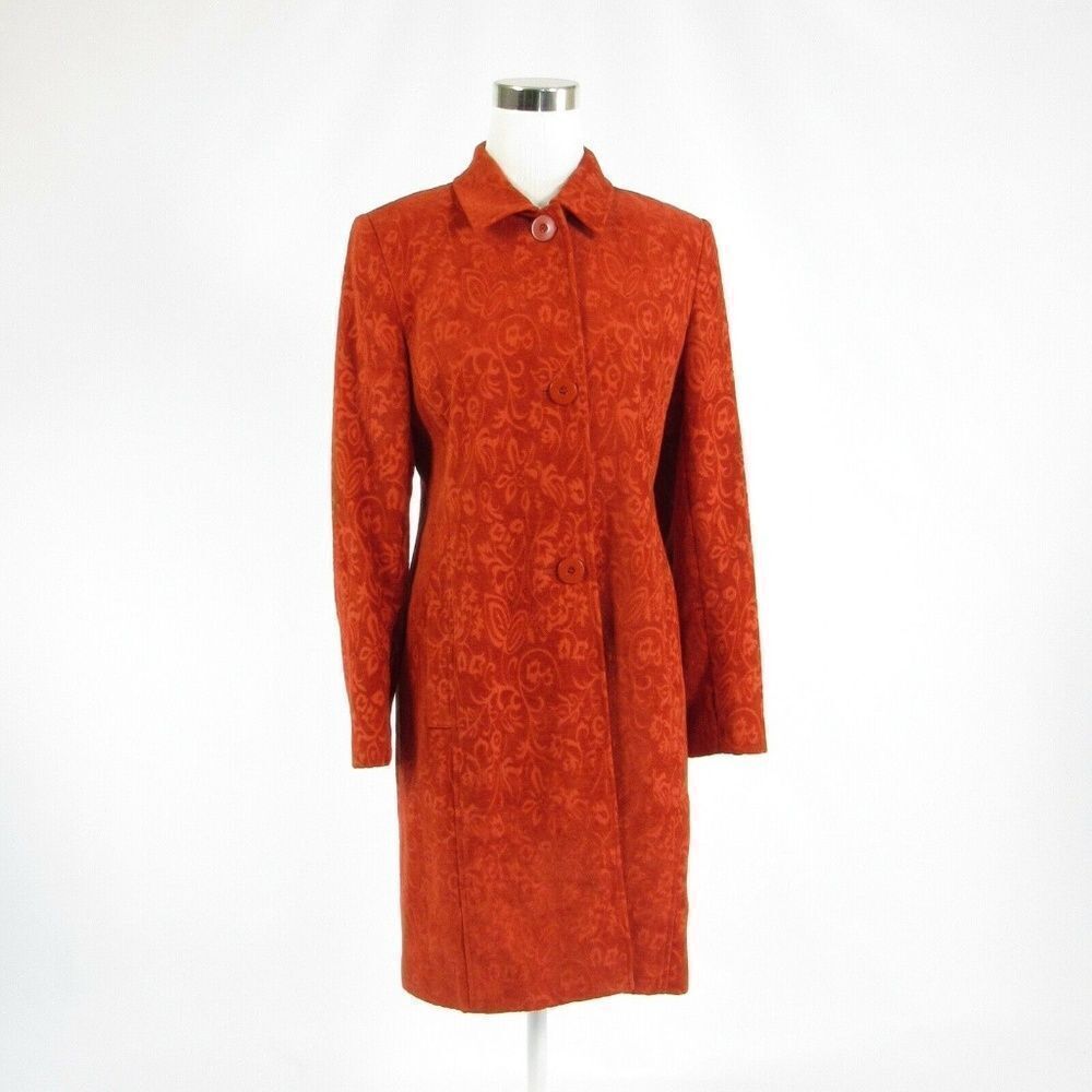 Parisian dark orange floral coat 10